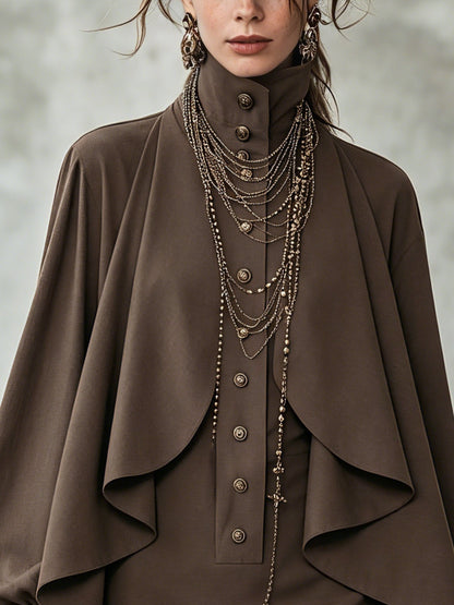 Alba | Vestido chocolate con capa