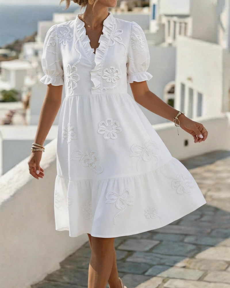 Leticia | Vestido Floral con Mangas Abullonadas