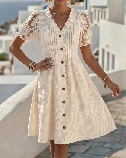 Andrea | Vestido Floral con Detalles Bordados